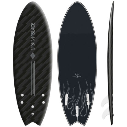 STORM BLADE 5ft6 SWALLOW TAIL SURFBOARD - BLIZZARD BLK