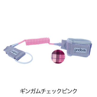 柄付きコイルコード ( リスト用 ) ギンガムチェックピンク